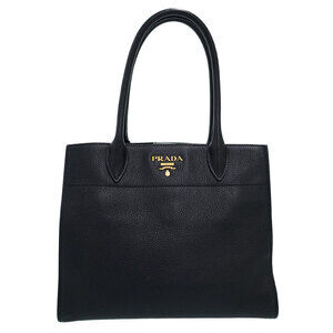 Prada Vitello Daino Leather Tote Shoulder Bag Black